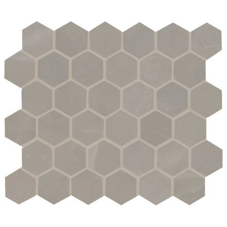 Sande Grey 2X2 Hexagon Matte Porcelain Mosaic, 8 Sheets