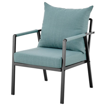 Rivano Outdoor Accent Arm Chair, Coastal Blue, Accent Chair