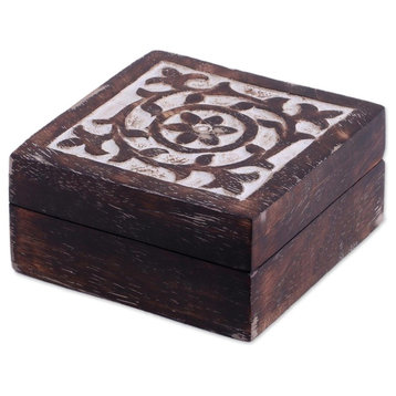 Floral Circle Wood Decorative Box