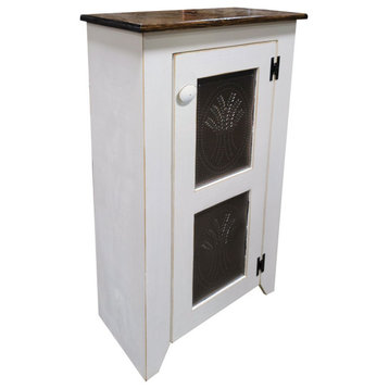 Punched Tin Cabinet, Old Cottage White