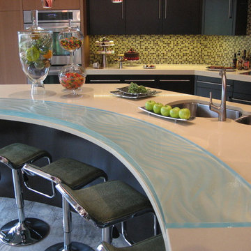 Carved and Curved Glass Countertop