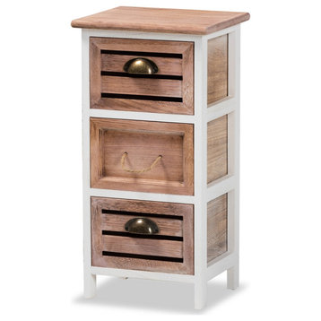 Modern and Contemporary 2-Tone Oak Brown Finished Wood 3-Drawer Storage Unit