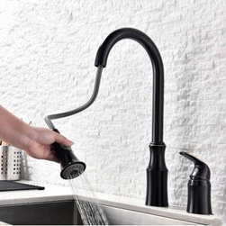 Antique Black Bronze Brass Kitchen Pull Out Mixer Sink Tap T0235B - Kitchen Faucets