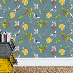 Flora & Fauna Blue Wallpaper - Wall Decor