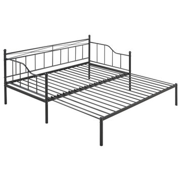 Gewnee Metal Daybeds Twin Size Daybeds with Trundle,Black