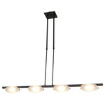 Access Lighting - Access Lighting 63958LEDD/FST Nido 4 Light 43"W, Bronze - Features: Fixture is dimmable with dimmer switch Made of durable metal Designed to cast a soft ambient light over a wide area Requires (4) 8 watt LED bulbs - Included ETL Rated for use in dry locations Includes sloped ceiling adapter Convertible semi-flush to pendant Lamping Technology: LED - Light Emitting Diode: Highly efficient integrated diodes produce little heat and have an extremely long lifespan. Dimensions: Height: 4" (measured from ceiling to bottom most point of fixture) Width: 42.5" (measured from furthest point left to furthest point right on fixture) Canopy Height: 0.9" Maximum Height: 35" (including chain / down rods) Minimum Height: 11" Depth: 5" Electrical Specifications: Bulb Base: Integrated LED Bulb Included: Yes Bulb Type: LED Color Temperature: 3000k Lumens: 3000 Number of Bulbs: 4 Voltage: 120v Wattage: 32 Watts Per Bulb: 8