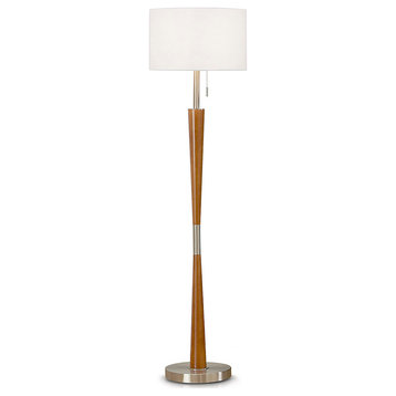 HOMEGLAM  Century 61"H  Wood Floor lamp, Brushed Nickel