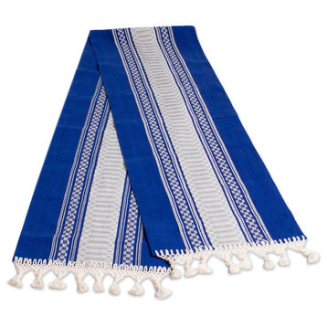 NOVICA Blue Oaxaca And Cotton Table Runner