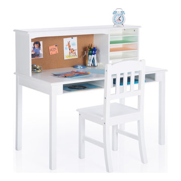 Kids Media Desk and Chair Set - White