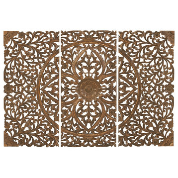 Traditional Brown Wooden Wall Decor Set 14323