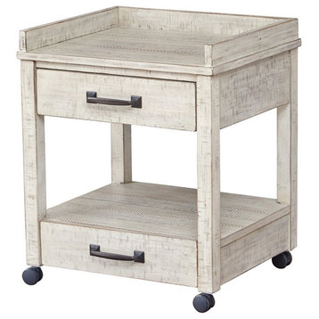 Bowery Hill 2 Drawer Mobile Printer Stand in Whitewash