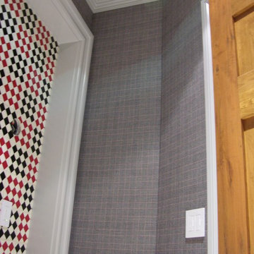 Powder room with check fabric