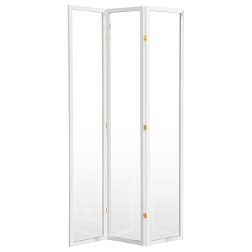 7' Tall Clear Screen, White, 3 Panel