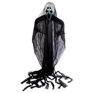 118" Lighted Fabric Hanging Black Ghost