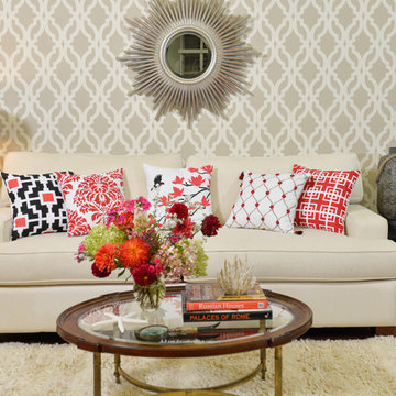 Tamara Trellis Allover Stenciled Living Room