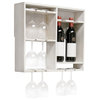 Bartow Wall Mounted Wood Wine Rack Shelf With Glass Holder, White Wash