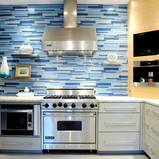 75 Beautiful Kitchen With Gray Cabinets And Recycled Glass