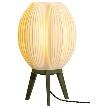 Wavy 16.5" Plant-Base PLA Dimmable LED Table Lamp, White/Green