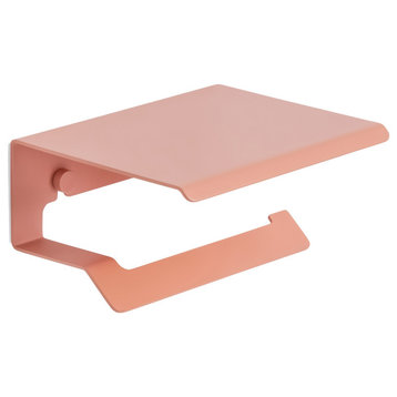 Slim Toilet Paper Holder With Lid, Matte Salmon