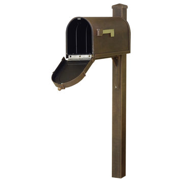 Berkshire Mailbox With Locking Insert and Wellington Post, Copper