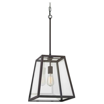Country Bronze Mini-Pendant Light with Square Shade