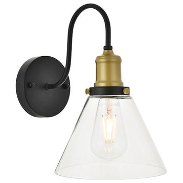 Living District Histoire 1 Light Wall Sconce, Brass and Black