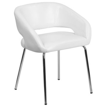 Bowery Hill 19.5" Contemporary Leather Accent Chair in White