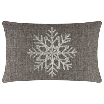 Sparkles Home Rhinestone Snowflake Pillow - 14x20" - Brown