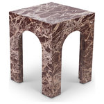Meridian Furniture - Palermo Marble End Table, Cherry - Discover the Palermo red cherry marble end table, showcasing an arched shape and Art Deco design, making it a stunning centerpiece for any space. Crafted for both style and durability, it blends luxury with practicality, becoming the focal point of gatherings and conversations. Elevate your living area with its timeless appeal and sophisticated design.