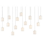 Currey & Company - Dove Rectangular 15-Light Multi-Drop Pendant - The Dove Rectangular 15-Light Multi-Drop Pendant has pleated shades made of pale ceramic that diffuse the light wafting through them. The indentions and ridges on the shades of the white pendant bring a textural feel to this luminary even though it is monochromatic. This fixture is among Currey & Company's introduction of cluster lights, which includes 1-light up to 36-light configurations.