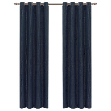 Shimmer Blackout 2 Panel Curtains (52X96), Navy Blue