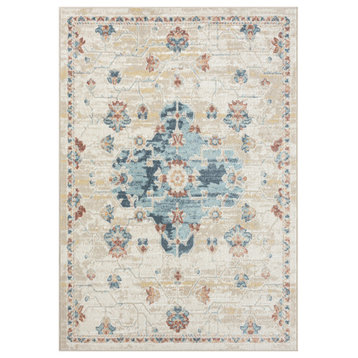 Avalie Blue/Ivory Classic Traditional Medallion Indoor Area Rug, 7'10" x 9'10"