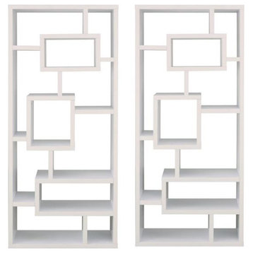 Furniture of America Hazo Modern Wood Open Bookcase in White Set of 2