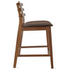 Dark Brown Wood Wooden With Ladder Back Cushion Counter Height Stools, Set of 2, Cappuccino