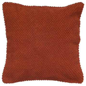 Rust Orange Nubby Textured Modern Throw Pillow