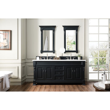 Brookfield 72" Double Vanity Antique Black w/ 3 CM Arctic Fall Solid Surface Top