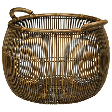 Large Open Weave Rattan Storage Basket