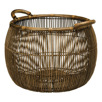 Large Open Weave Rattan Storage Basket