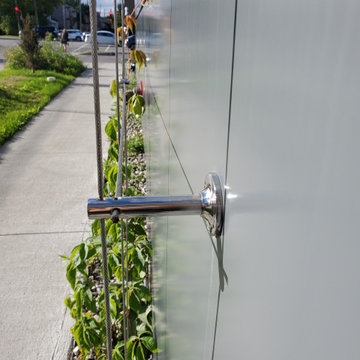 Stainless Steel Cable Trellis Installation on Modern Facade in Quebec, Canada