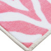 Zebra Light Pink Area Rug for Dining Room, Made In India, 18" x 36" Half Round