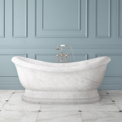 72" HADRIAN STONE DOUBLE-SLIPPER TUB - POLISHED CARRARA MARBLE - Bathtubs