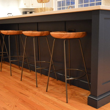 Chappaqua NY - Custom White & Navy Cabinets w/ Honey Bronze