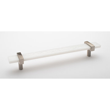 Sietto Adjustable 9" White Glass Bar Pull With Satin Nickel Base