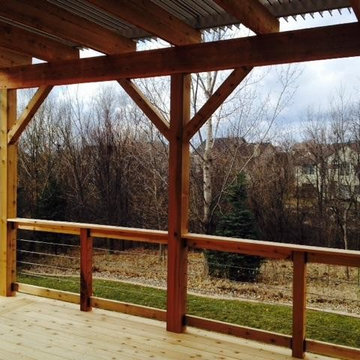 Cedar Deck, Louvered Roof Patio Cover and Custom Storage Cabinet in Clive