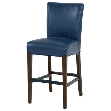 New Pacific Direct Milton 26.5" Bonded Leather Counter Stool in Blue