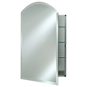 Arch Top Frameless Medicine Cabinets, 16"x25", Right Hinge