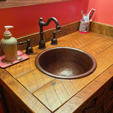 14" Round Self Rimming Hammered Copper Bathroom Sink (LR14RDB)
