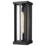 Z-Lite - Glenwood One Light Outdoor Wall Sconce, Black - From the Glenwood collection comes this sophisticated contemporary outdoor wall sconce featuring a clear glass cylinder globe nestled inside a tall rectangular aluminum frame. With a dark black finish that looks stylish and attractive against any exterior building materials this wall sconce lends a striking modern flair to any outdoor space. Flank a pair of these wall sconces beside a sliding glass door leading to a porch patio or veranda to provide adequate lighting and a relaxing glow.