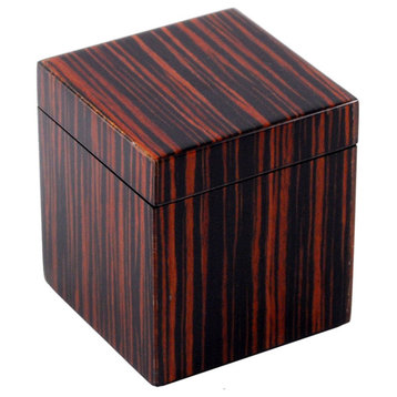 Macassar Ebony Inlay Lacquer Bathroom Accessories, Canister