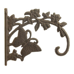 Import Wholesales - Decorative Cast Iron Plant Hanger, Butterfly, 7.88" Deep - Planter Hardware And Accessories